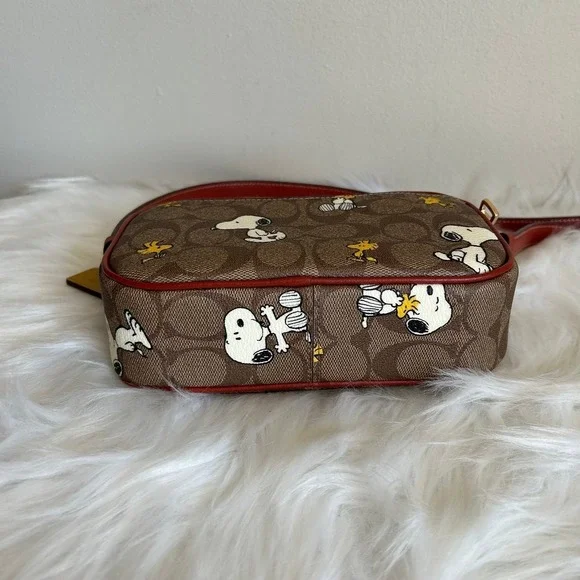Coach Peanuts Snoopy Woodstock Jamie Camera Bag Signature Canvas Crossbody Brown - Picture 5 of 9